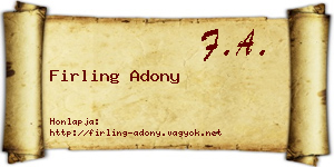 Firling Adony névjegykártya